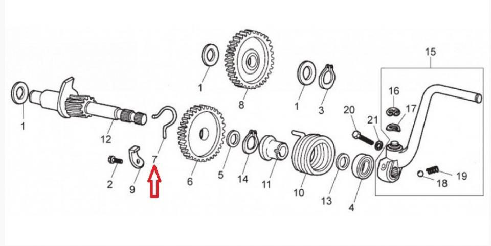 Ressort de rappel de kick pour moto Aprilia 50 RX 2006 à 2014 847060 / 1A014509 Neuf