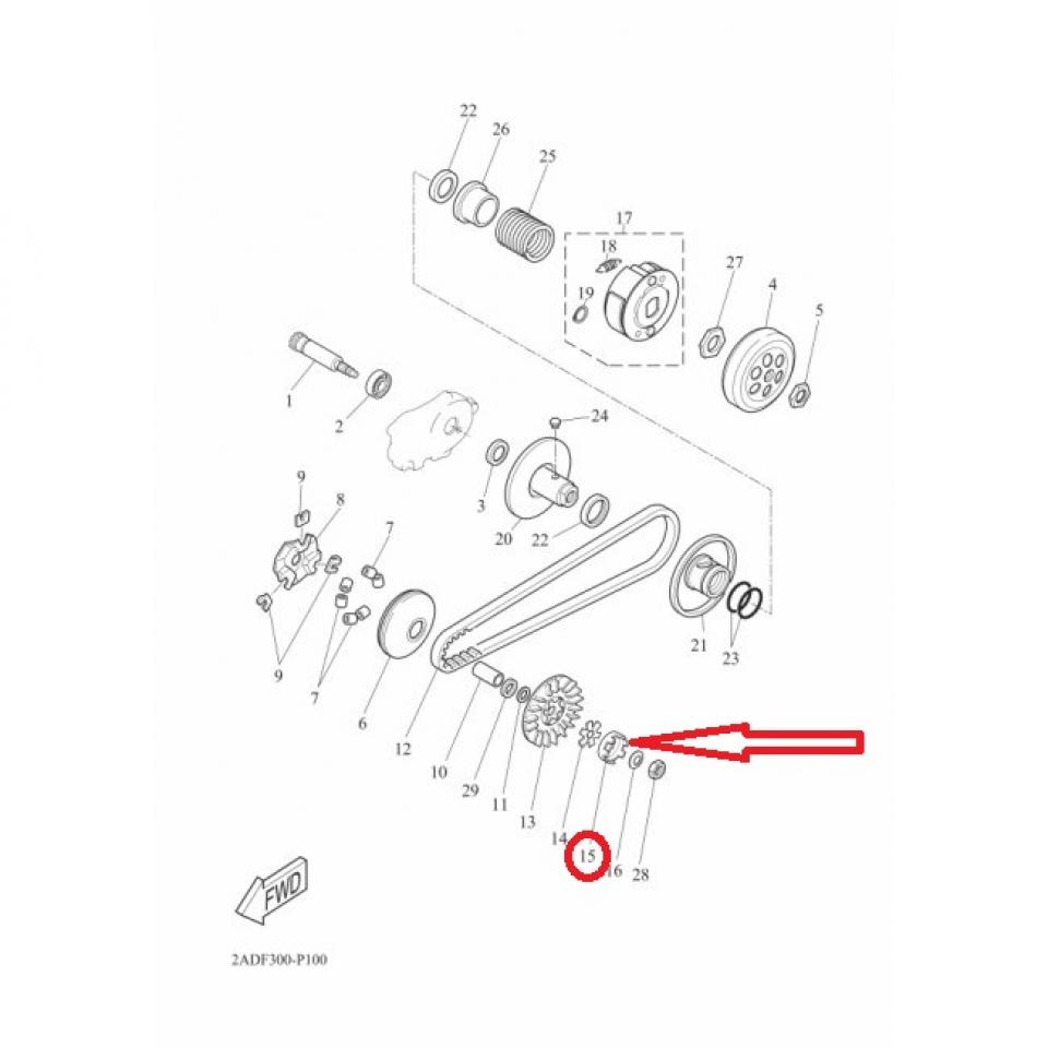Rocher noix de kick pour scooter MBK 50 Booster Naked 2013 3VL-E5657-00-00 Neuf