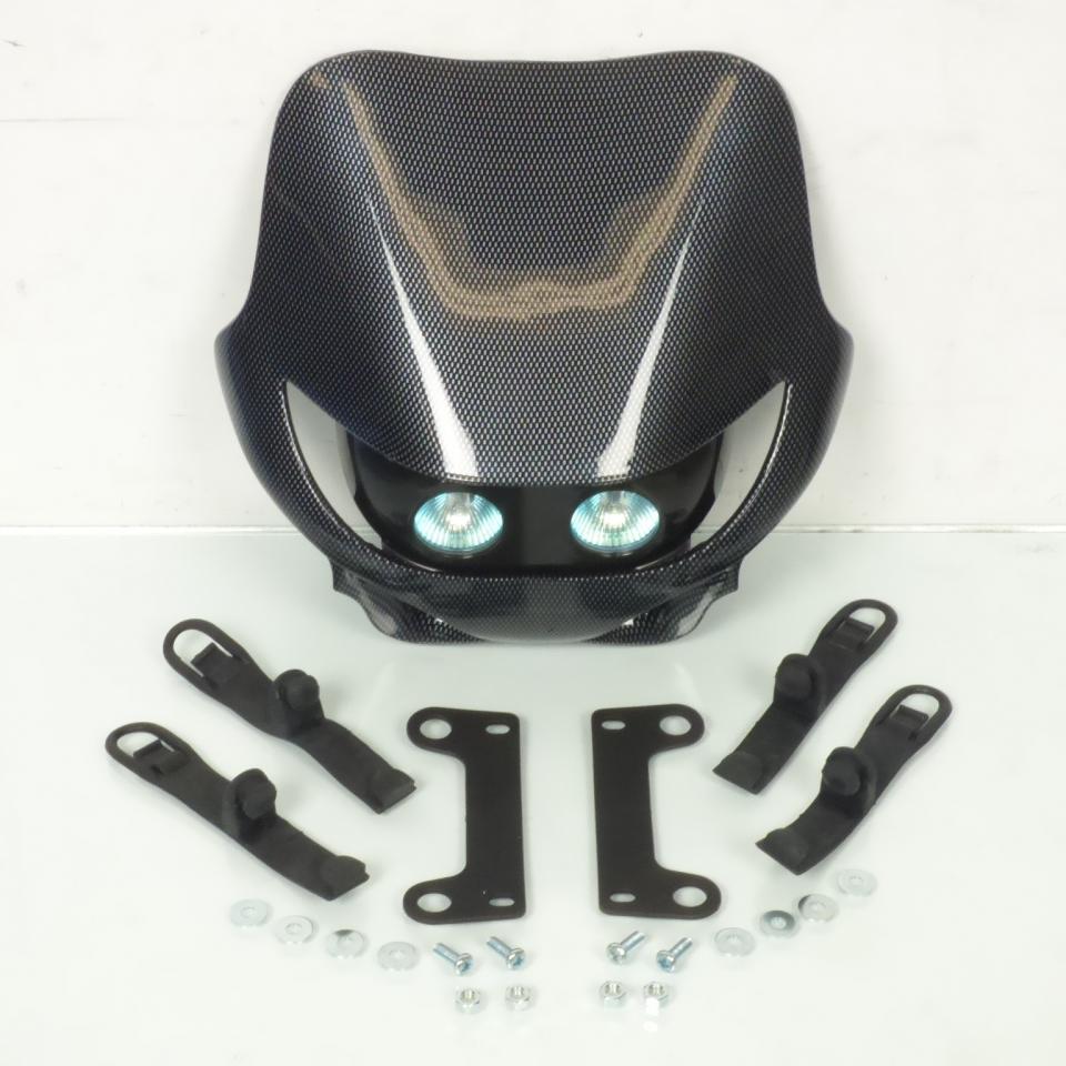 Plaque phare Replay carbone 2 x 12V 20W Ø50mm Neuf  pour moto cross 50 à boite