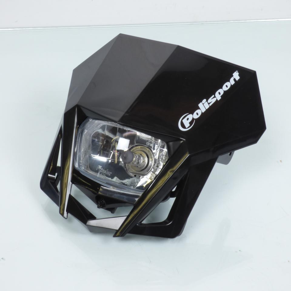 Plaque phare avec optique phare avant Polisport LMX noire pour moto enduro cross