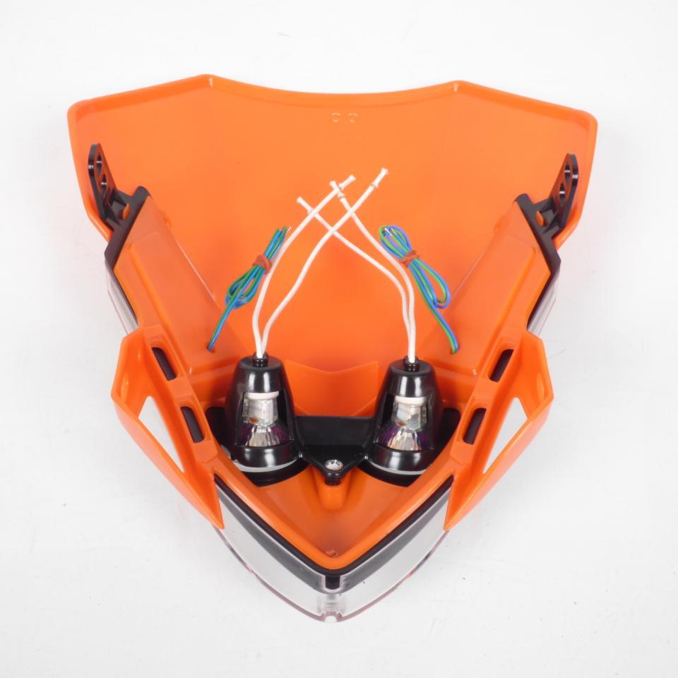 Plaque phare tête de fourche One pour moto E.T. orange et noir halogène LED tuning