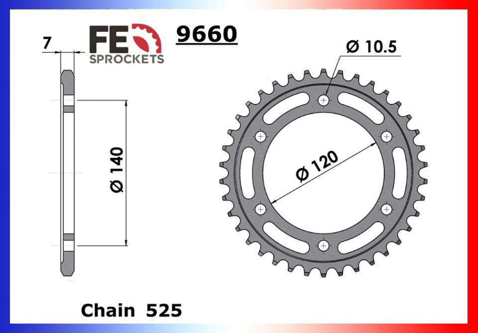 Couronne de transmission France Equipement pour moto Kawasaki 750 Zephyr 1991-1999 9660.38 Neuf