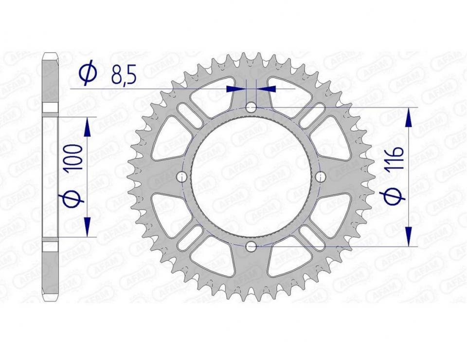Couronne de transmission Afam pour Moto Kawasaki 80 KX 1991 à 2000 17104-54 / 54 dents 100mm Neuf