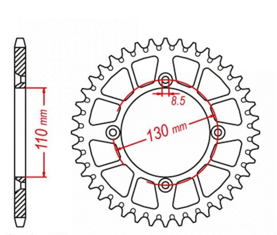 Couronne de transmission alu 56 dents pas 420 pour moto Honda 80 CR 1985-2002 Neuf