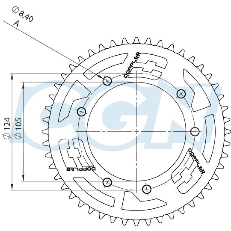 Couronne de transmission Doppler pour Moto Derbi 50 Senda Après 2000 53 dents Pas 420 alesage 105 Neuf