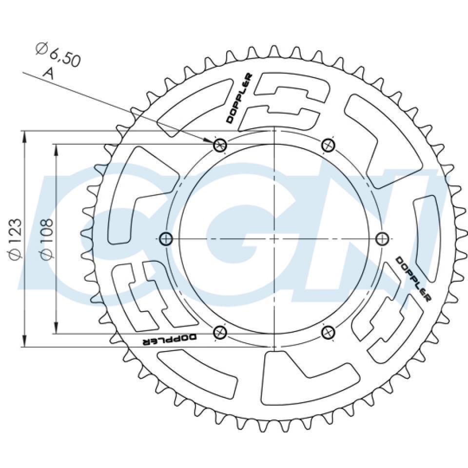 Couronne de transmission Doppler pour Moto Derbi 50 GPR nude 2004 à 2009 53 dents Pas 420 alesage 108 Neuf