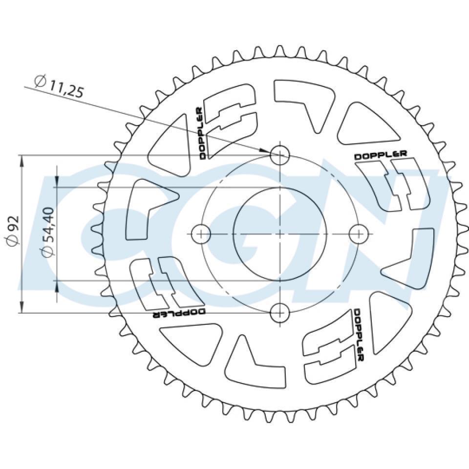 Couronne de transmission Doppler pour Moto Yamaha 50 TZR 2003 à 2012 53 dents Pas 420 alesage 54 Neuf