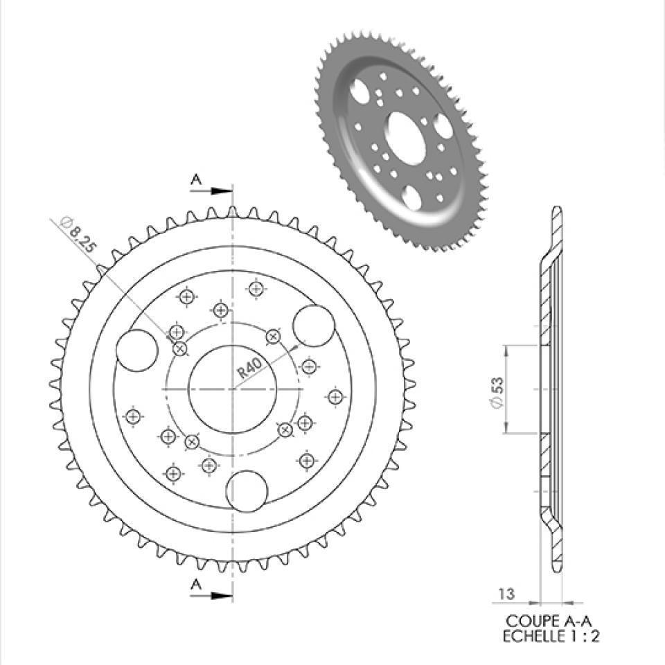 Couronne de transmission Teknix pour moto Derbi 50 Senda 1996 à 1999 Neuf