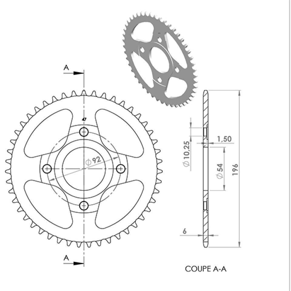 Couronne de transmission RSM pour Moto MBK 50 X-Power 2000 à 2003 Neuf