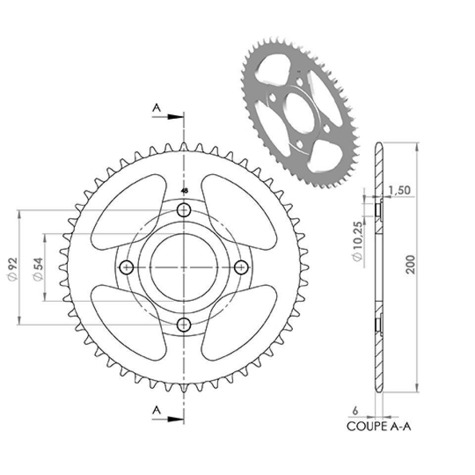 Couronne de transmission pour MBK X-Power