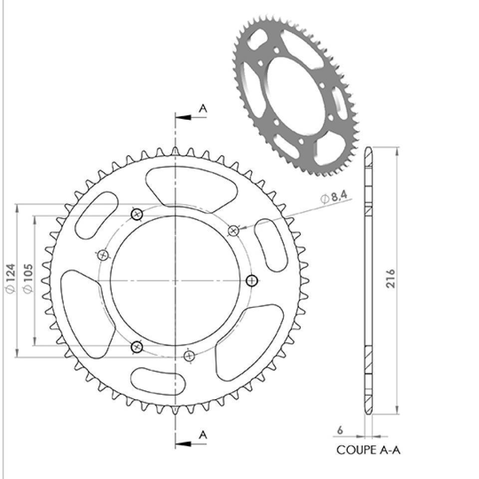 Couronne de transmission Teknix pour Moto Aprilia 50 RX Neuf