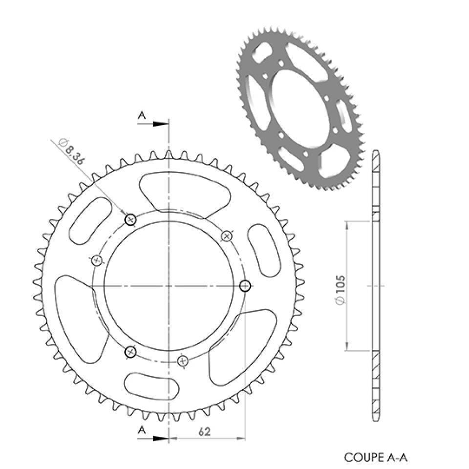 Couronne de transmission Teknix pour pour Moto Rieju 50 Mrt Pro Après 2018 Neuf