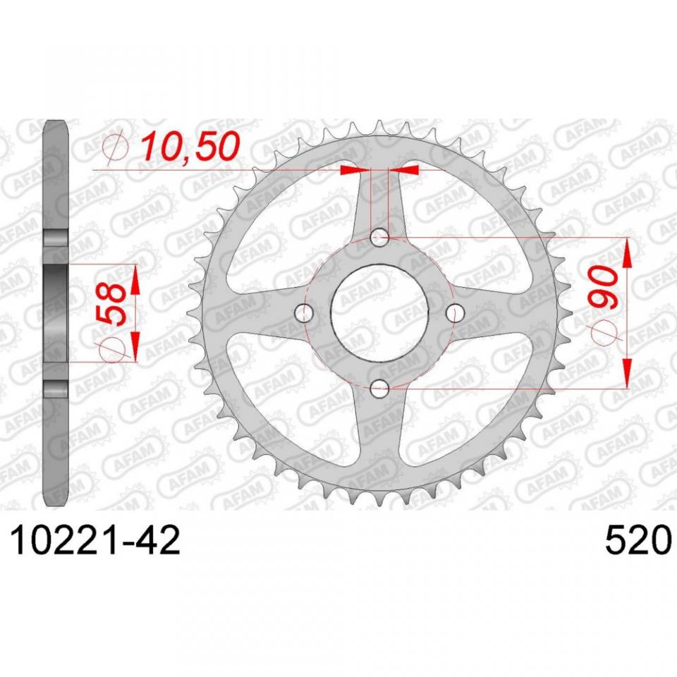 Couronne de transmission Afam pour moto Honda 125 Rebel 1995 à 2000 42 dent Neuf