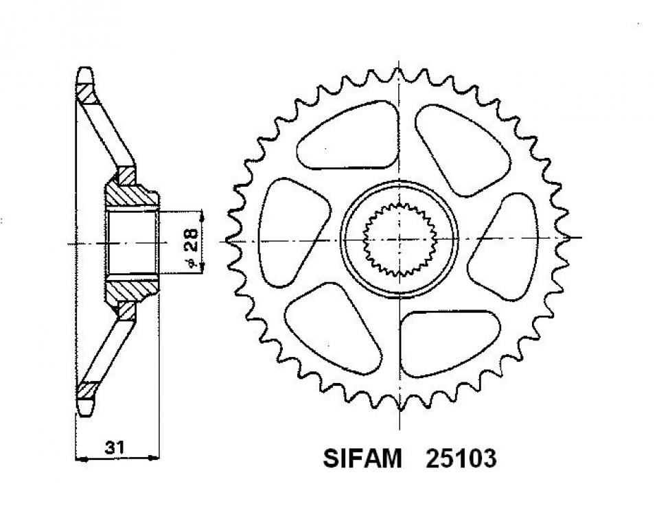 Couronne transmission Sifam pour moto Aprilia 50 RS R EXTREMA 1993 à 1994 43 dts P415
