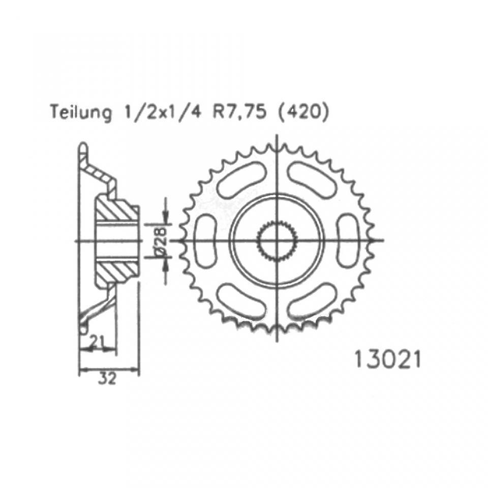 Couronne de transmission Sifam pour moto Aprilia 50 Rs Extrema - Showa 1995 à 1998 43 dents pas 420 Ø28mm Neuf