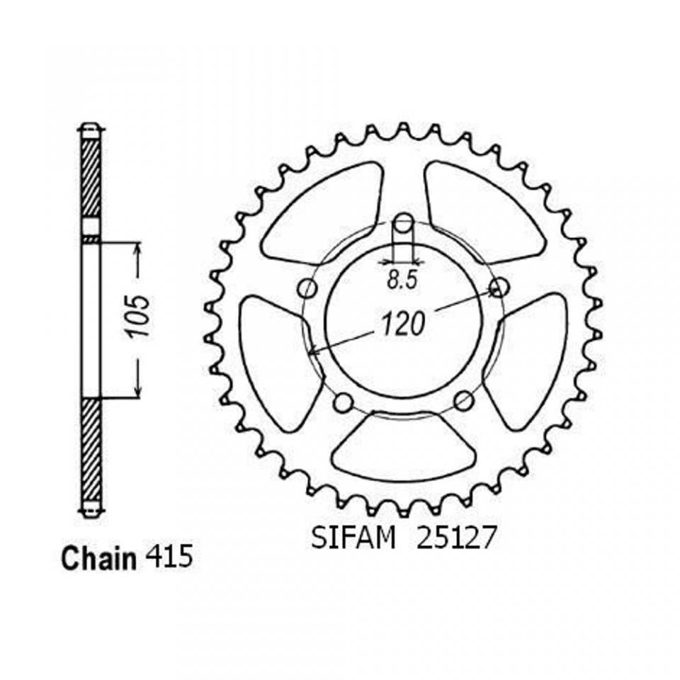 Couronne transmission Sifam pour moto Aprilia 50 RX 1995 à 2003 51 dts P415 Neuf