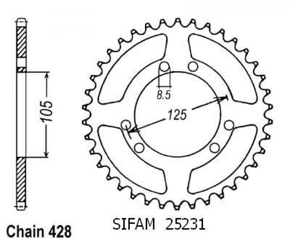 Couronne de transmission pour Yamaha Xt X