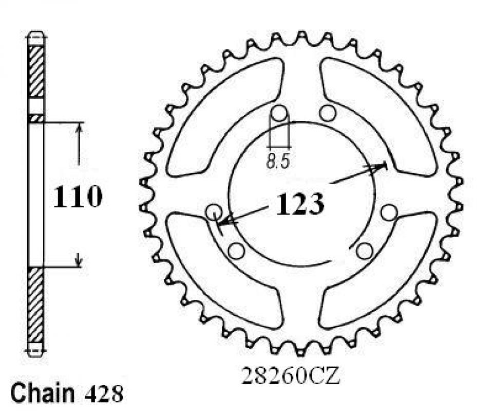 Couronne transmission Sifam pour moto HRD 50 Sonic 1999 à 2001 56 dts P428 Neuf