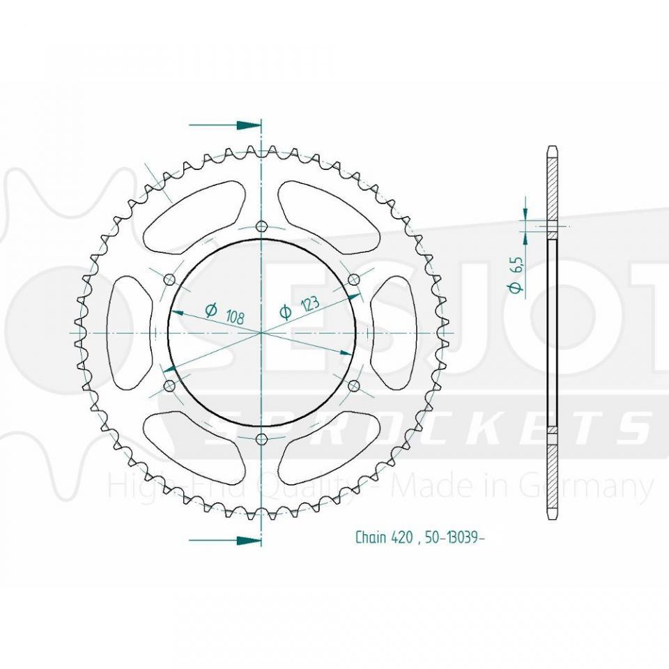 Couronne de transmission Esjot pour Moto Derbi 50 Senda Sm Drd Racing 2011 à 2016 Neuf