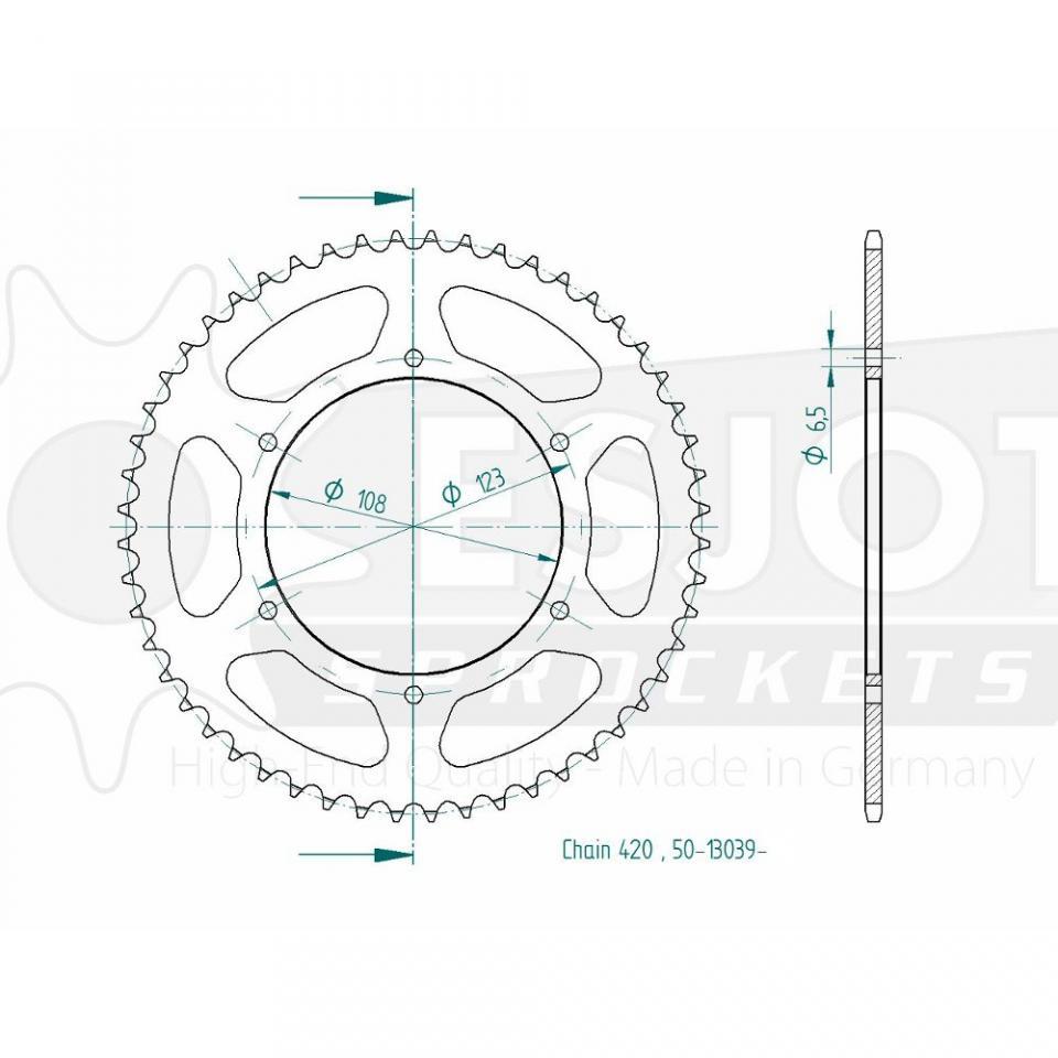 Couronne de transmission Esjot pour moto Gilera 50 SMT 2011 à 2019 Ø108mm Neuf