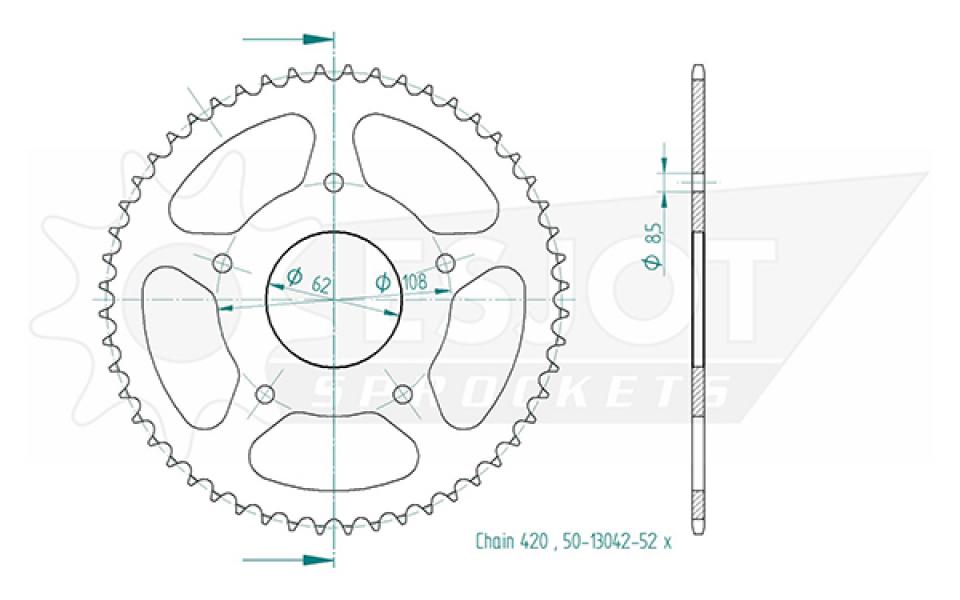 Couronne de transmission Esjot pour Moto MH 50 RX R 2008 à 2013 Neuf