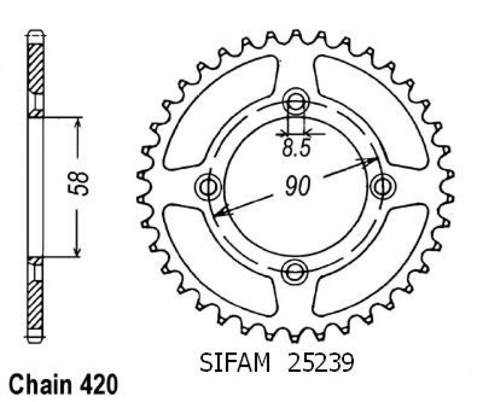 Couronne de transmission Esjot pour Moto Honda 50 XR R 2000 à 2012 Neuf
