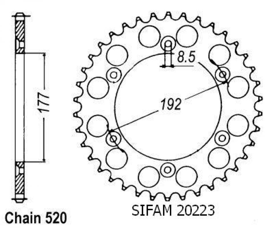 Couronne de transmission Sifam pour Moto Husqvarna 510 TC 1987 à 1988 Neuf