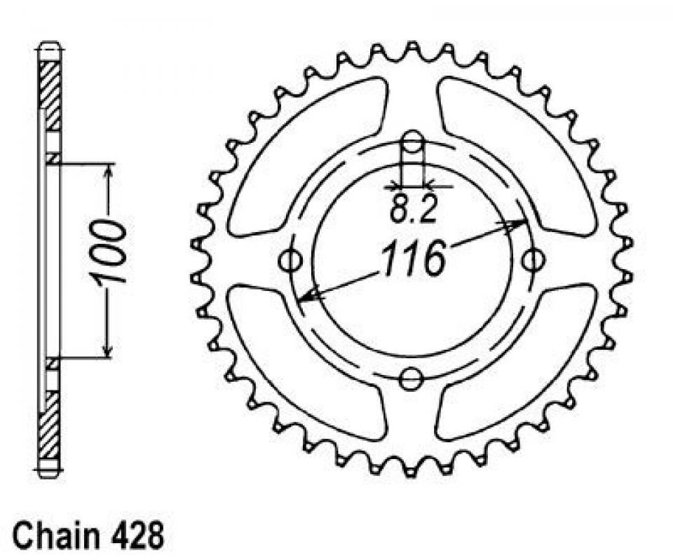 Couronne de transmission Sifam pour Moto Kawasaki 80 Kx Grandes Roues 1989 à 1997 Neuf