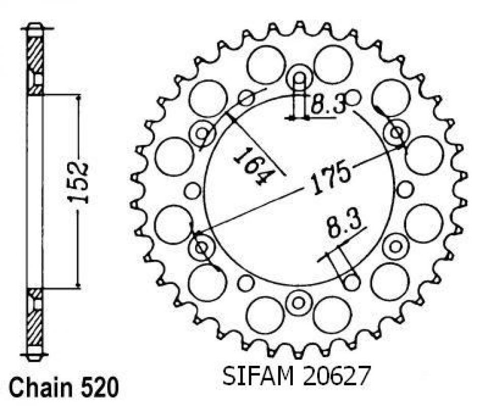 Couronne de transmission Sifam pour Moto Yamaha 125 YZ 1994 Neuf