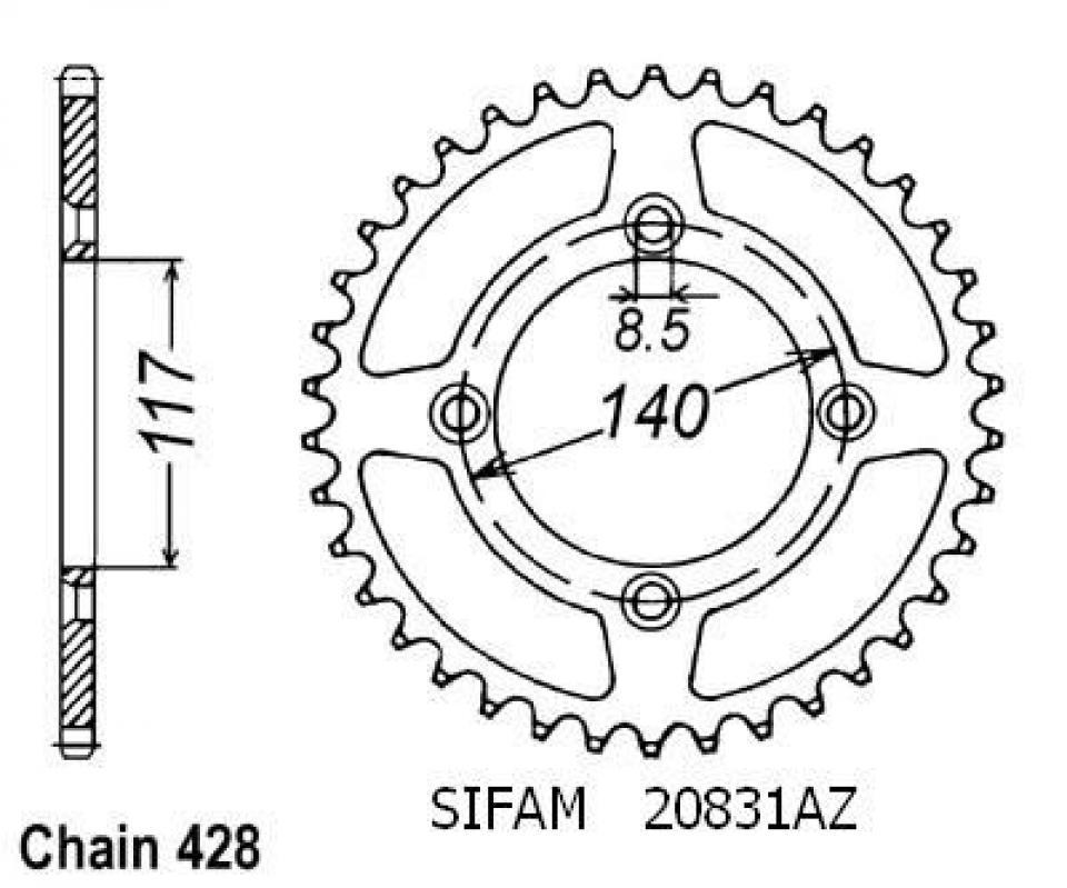 Couronne de transmission pour Yamaha YZ