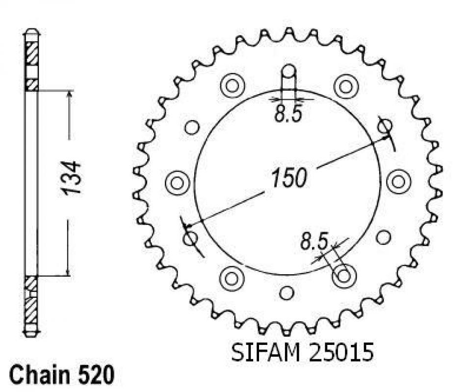 Couronne de transmission Sifam pour Moto Kawasaki 200 KDX 1984 à 1985 Neuf