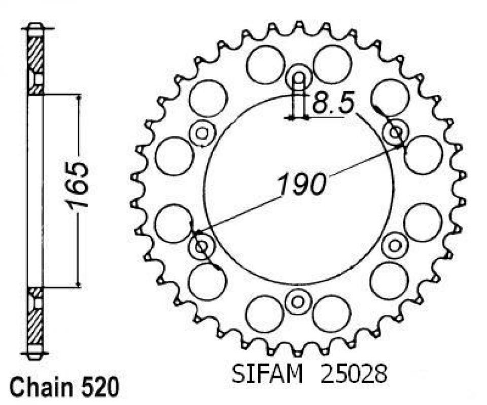 Couronne de transmission Sifam pour Moto KTM 125 GS 1987 à 1990 Neuf