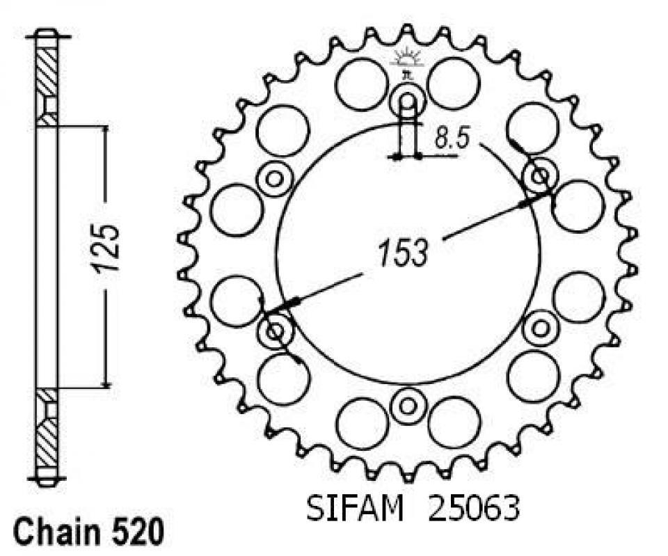 Couronne de transmission Sifam pour Moto Beta 430 Rr 4T 2015 à 2017 Neuf