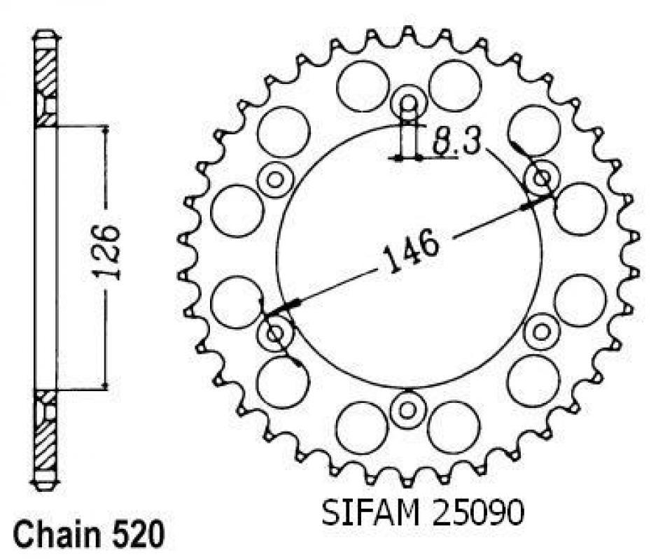 Couronne de transmission Sifam pour Moto Suzuki 450 Rm-Z 4T 2005 à 2007 Neuf