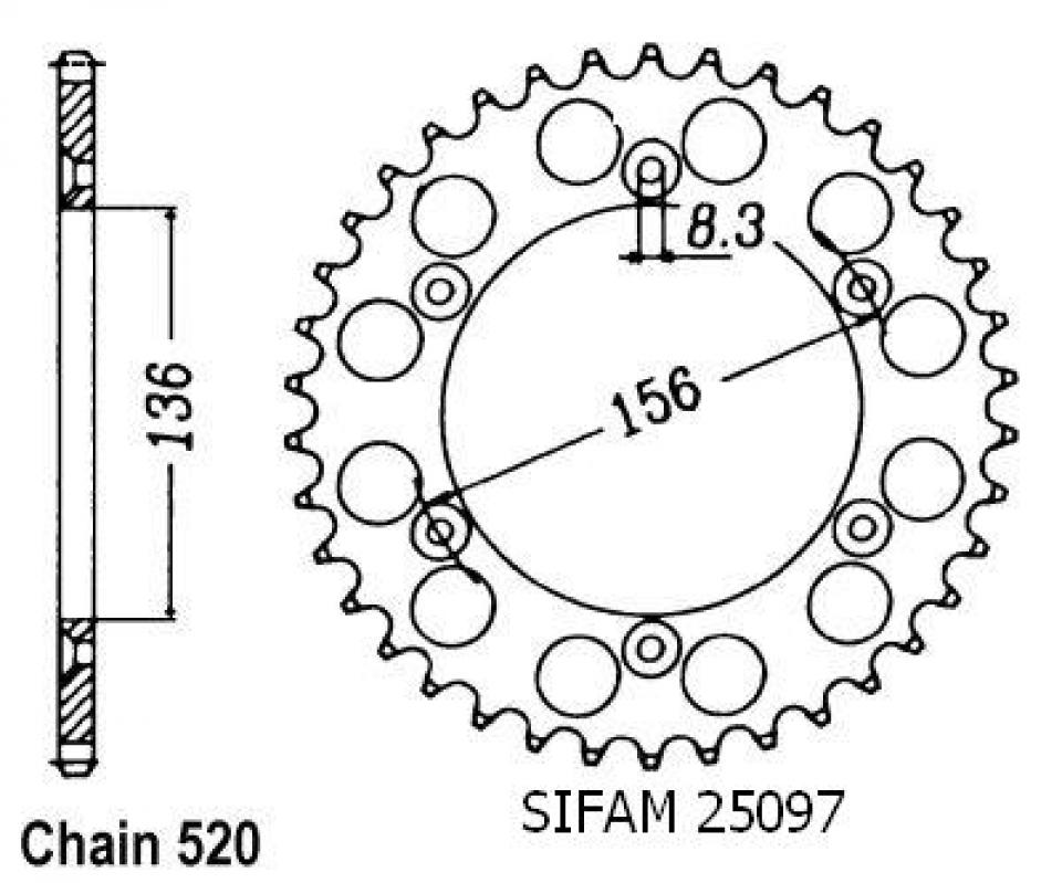 Couronne de transmission Sifam pour Moto Husqvarna 250 CR 1990 à 1991 Neuf