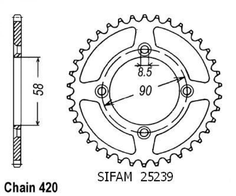 Couronne de transmission Sifam pour Moto Honda 50 Cr-F 2004 à 2023 Neuf