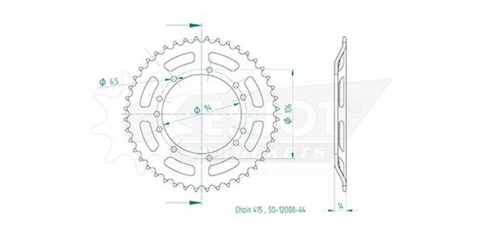 Couronne de transmission Esjot pour Moto KTM 50 Sx Pro Senior-Lc 2001 à 2005 Neuf