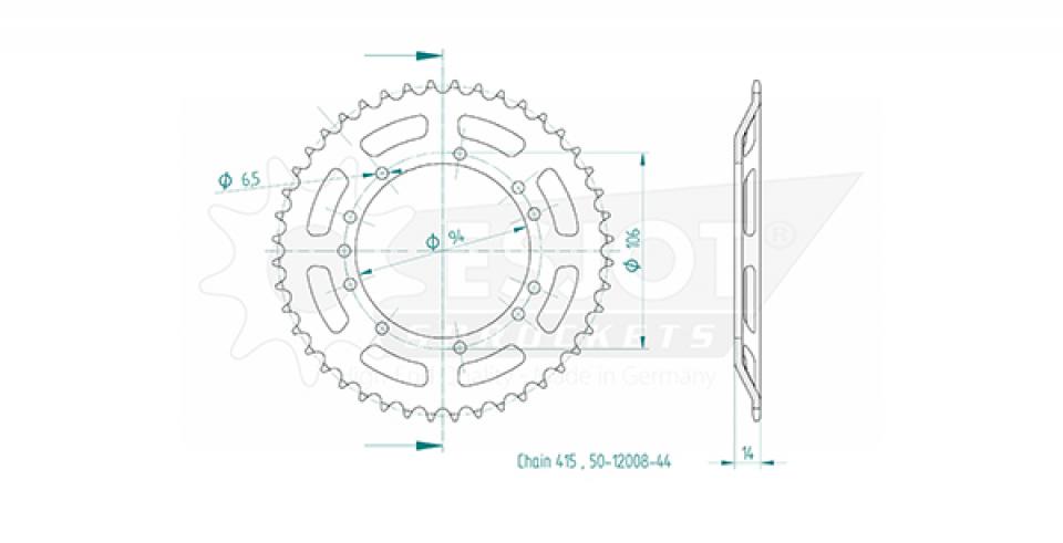Couronne de transmission Esjot pour Moto KTM 50 Sx Pro Senior-Lc 2001 à 2005 Neuf