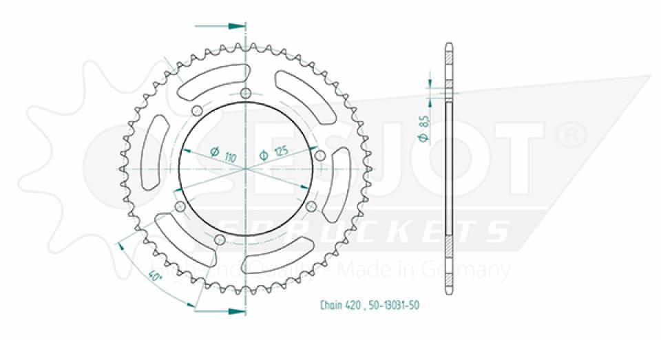 Couronne de transmission Esjot pour Moto Sherco 50 ENDURO URBAN 2008 à 2013 Neuf