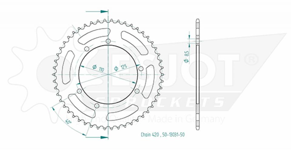 Couronne de transmission Esjot pour Moto Sherco 50 ENDURO URBAN 2008 à 2013 Neuf