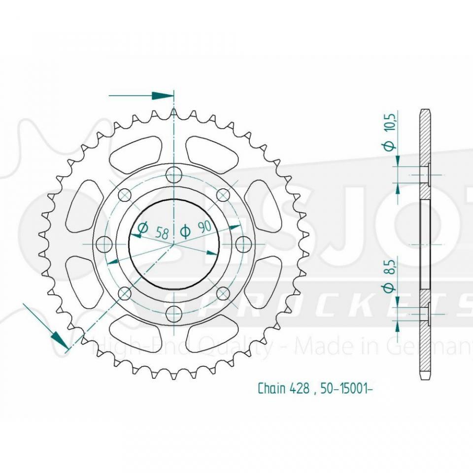 Couronne transmission Esjot pour moto Kymco 125 Hipster 2000 à 2005 41 dts  Neuf