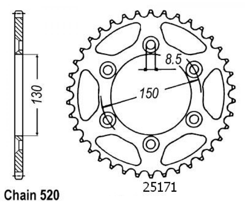 Couronne de transmission Esjot pour Moto Yamaha 426 Yz-F 2000 à 2003 48 dents pas 520 Ø130mm Neuf
