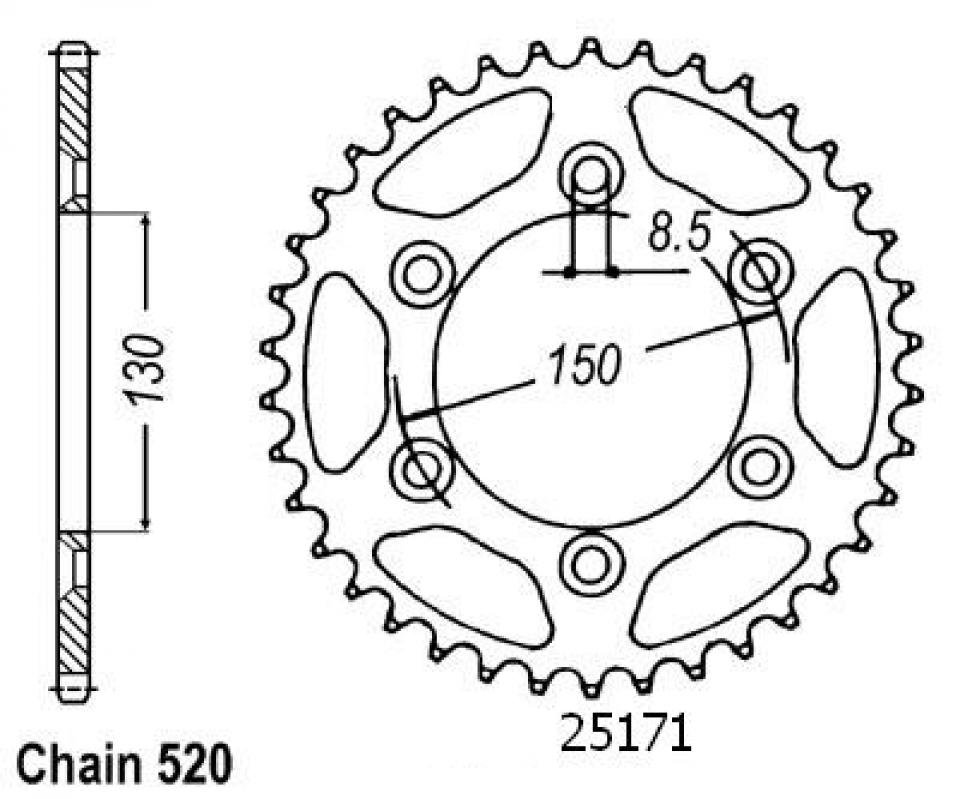 Couronne de transmission Esjot pour Moto Yamaha 426 Yz-F 2000 à 2003 48 dents pas 520 Ø130mm Neuf