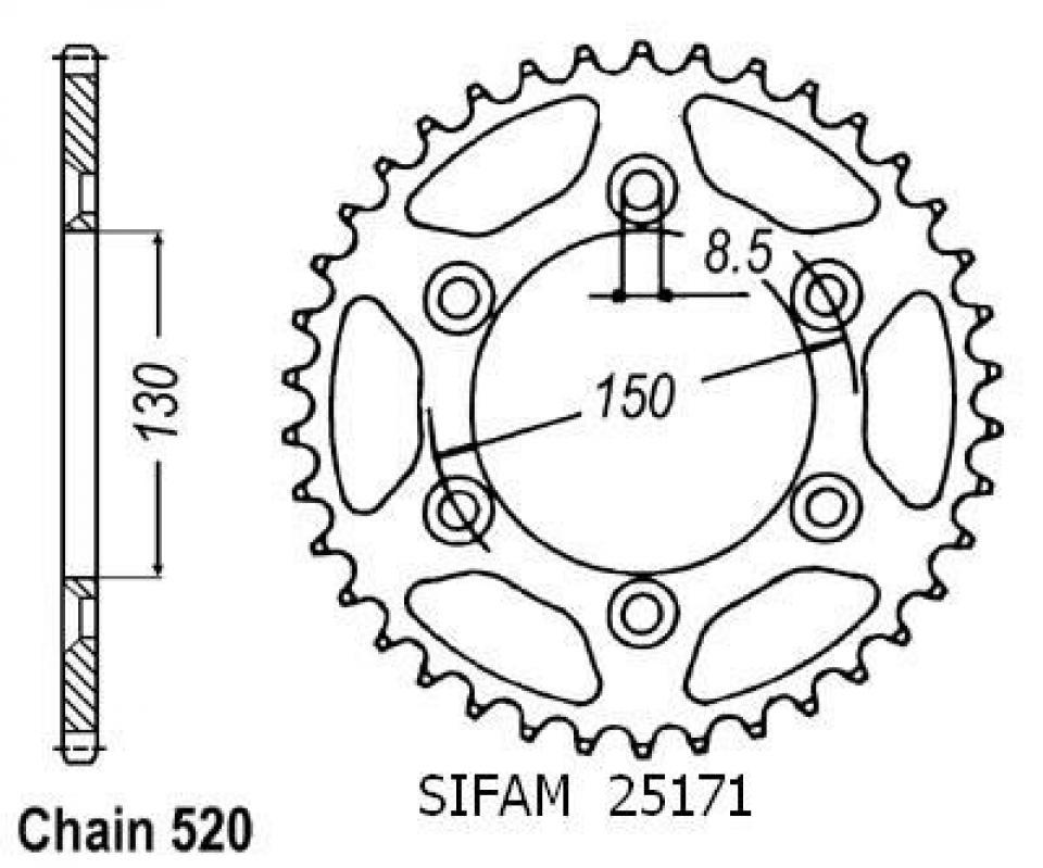 Couronne de transmission Esjot pour Moto Yamaha 250 Yz-F 4T 2010 à 2021 51 dents pas 520 Neuf