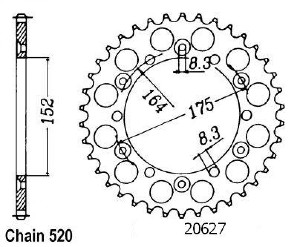 Couronne de transmission Esjot pour Quad Minico 170 Smc H 2003 à 2005 Neuf