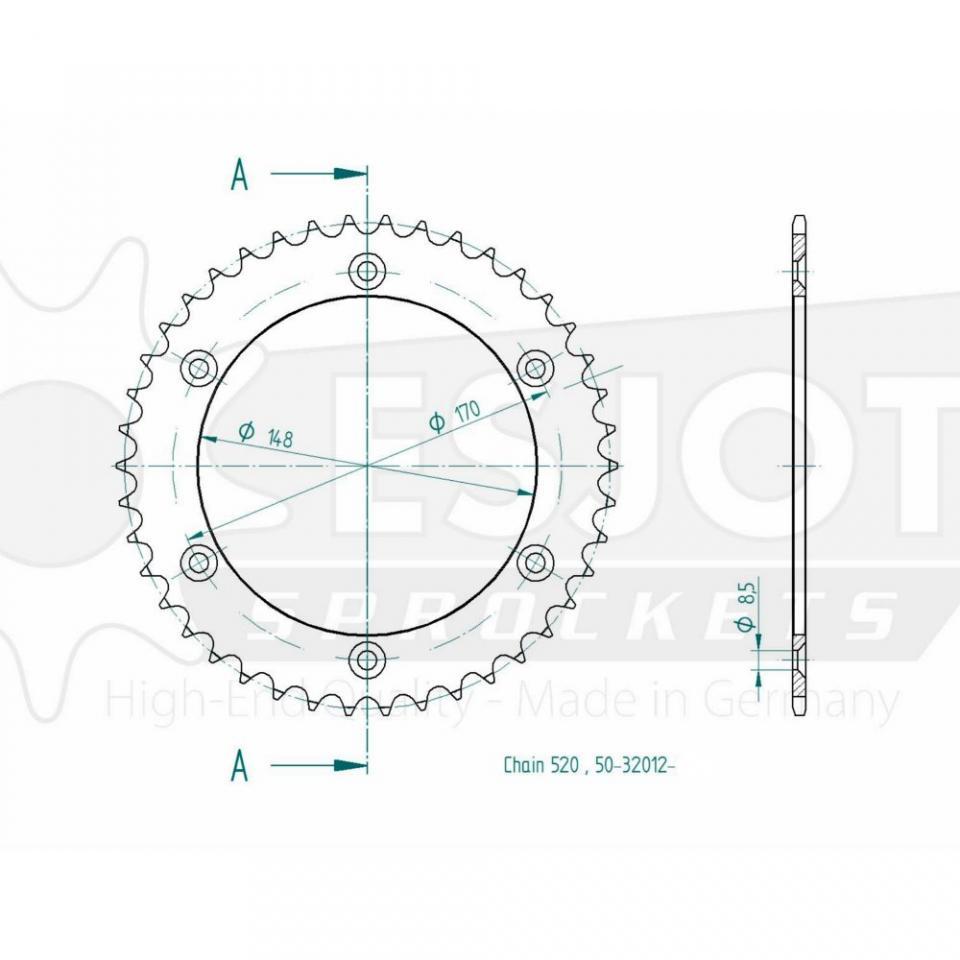 Couronne de transmission Esjot pour Moto Suzuki 600 DR R 1989 à 1991 42 dents pas 520 Ø148mm Neuf