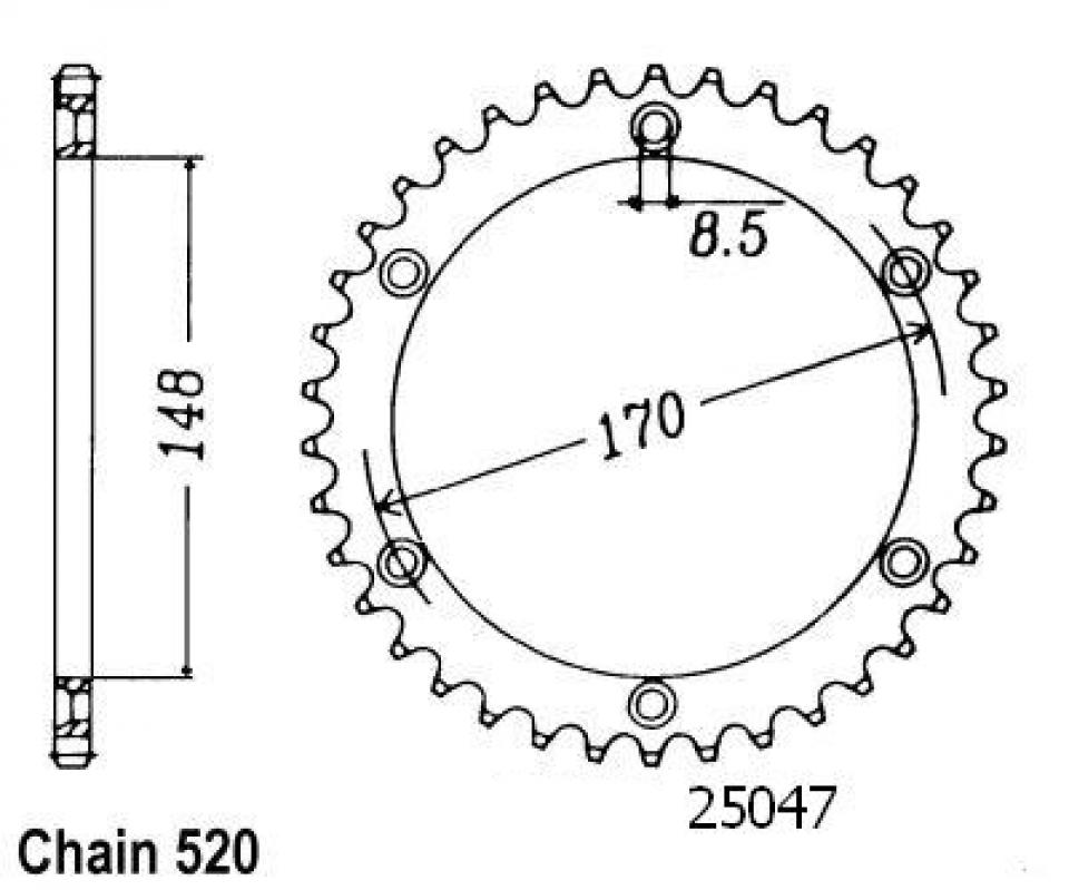 Couronne de transmission Esjot pour moto Cagiva 350 T4 E 1987 à 1991 42 dts P520