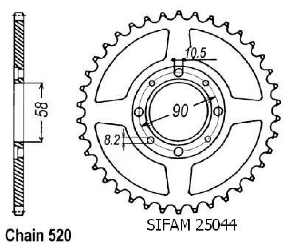 Couronne de transmission Esjot pour Moto KTM 125 Duke 4T 2011 à 2013 45 dents pas 520 Ø58mm Neuf
