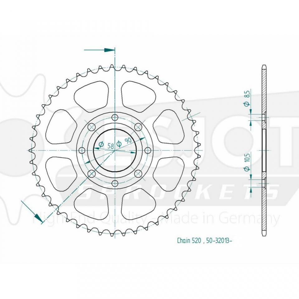 Couronne de transmission Esjot pour moto KTM 125 Duke 4T 2011 à 2013 45 dts P520