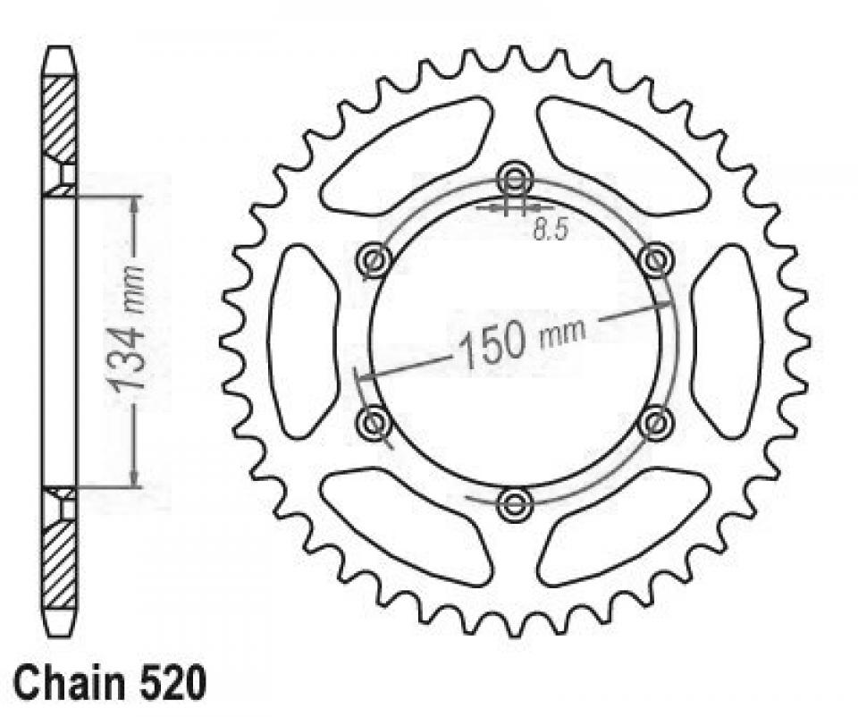 Couronne de transmission Esjot pour Moto Kawasaki 200 KDX 1986 à 2005 Neuf